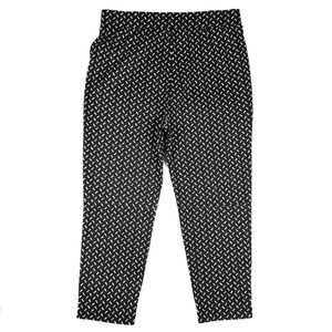 NWT BCBG Tapered Leg Ankle Cropped Pull On Knit Trouser Black White Print Large